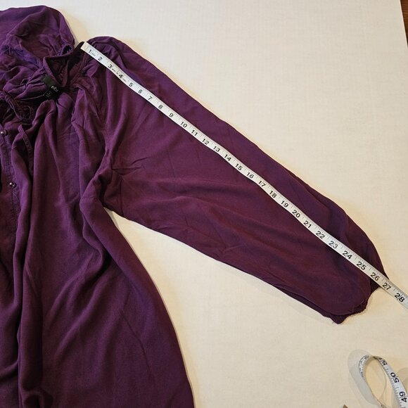 ellos Tie Neck Peasant Tunic, Plus Size 2X 26/28, Plum - Picture 7 of 9